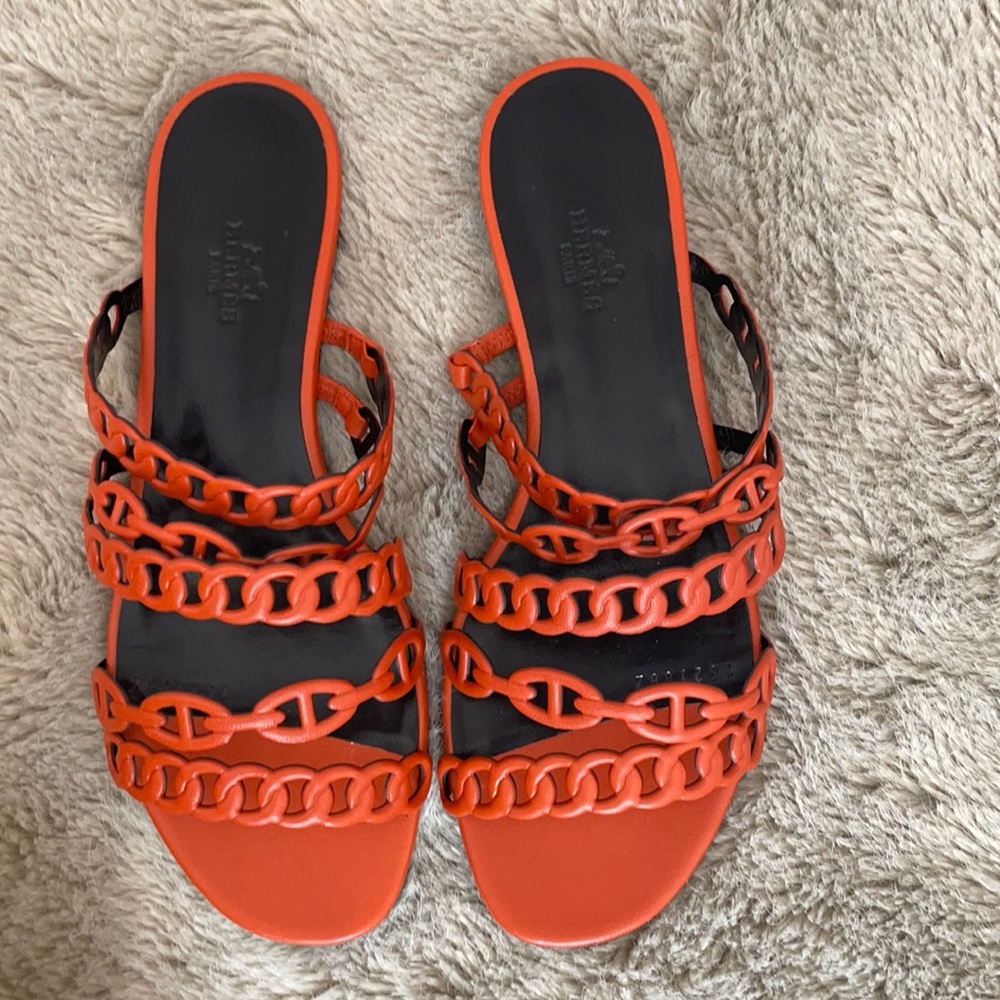 Hermes nude nappa leather  sandal.